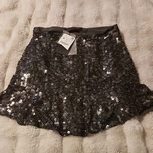 Zara Glittering Sequin Mini Skirt - Silver